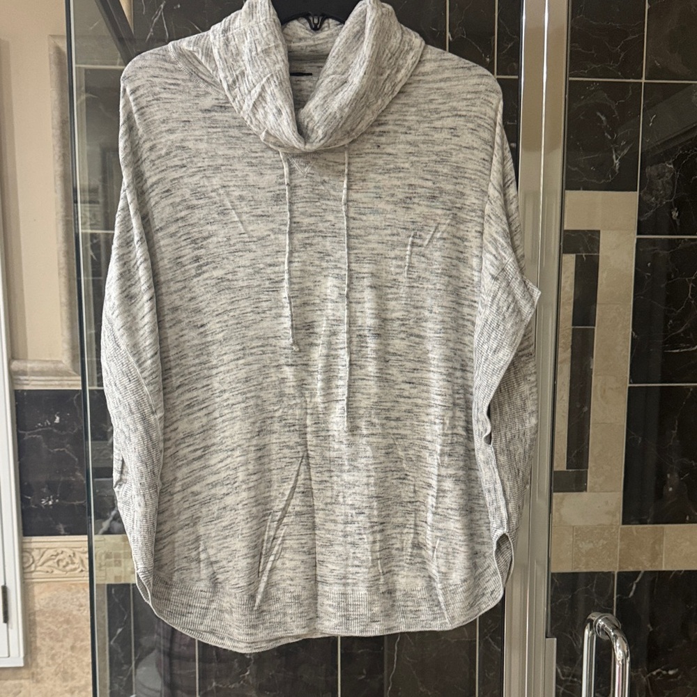 Talbots Heathered Light Gray Cowl Neck Pullover